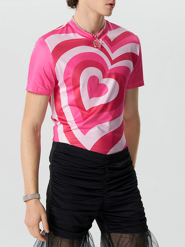 Mens Gradient Heart Print Short Sleeve T-Shirt SKUK46403