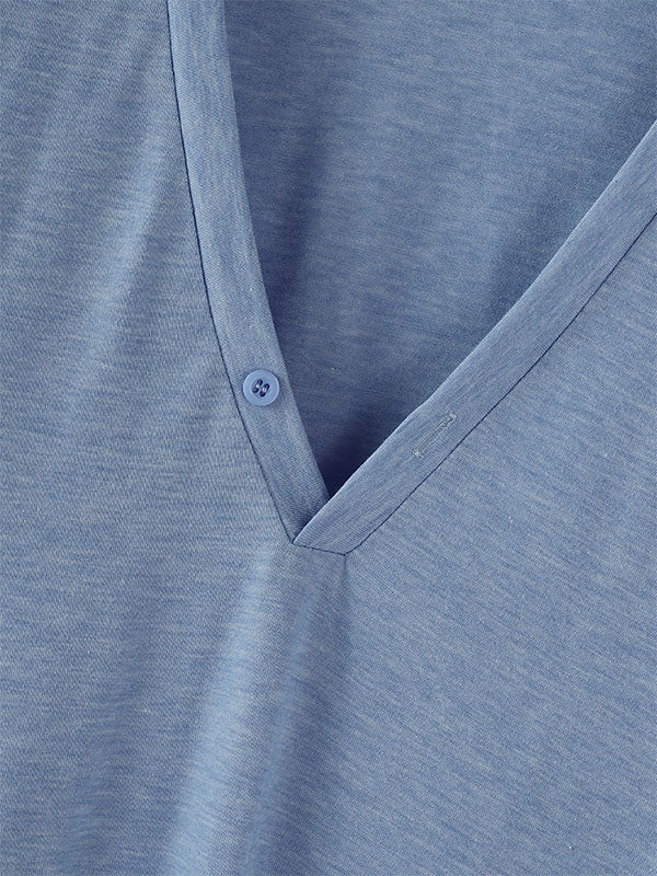 Men's Solid Color V-Neck Long Sleeve T-Shirt SKUL27246