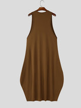 Men's Solid Color Oversized U-Neck Dress SKUL57275