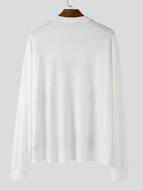 Men's Letter Print Textured Knit Long Sleeve T-shirt SKUL41207