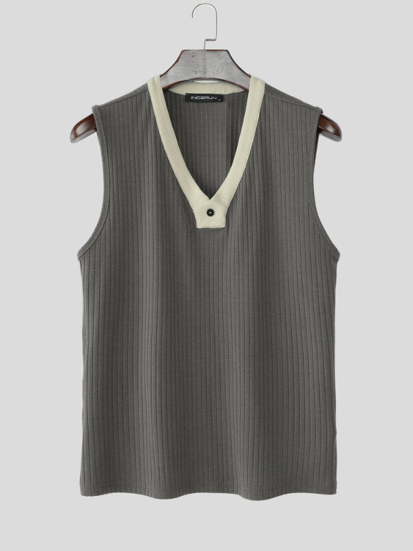 Mens Solid Color Textured Casual Tank SKUL18013