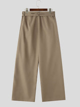 Men's Avant-Garde Double D-Ring Strap Pleated Maxi Wide-Leg Pant SKUL71389