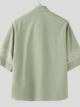 Men's Mesh Patchwork Short Sleeve Shirt SKUL35059