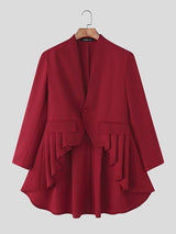 Men's Ruffled Patchwork Casual Long Sleeve Blazer SKUL38934