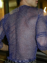 Mens Glitter Mesh See Through T-Shirt SKUK51770