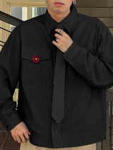 Men's Striped Tie Casual Long Sleeve Shirt SKUL31824