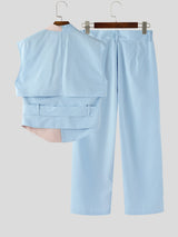 Men's Colorblock Cropped Casual Two Pieces Outfit SKUL22807