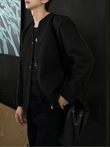 Men's Solid Color Loose Padded Shoulder Long Sleeve Blazer SKUL30806