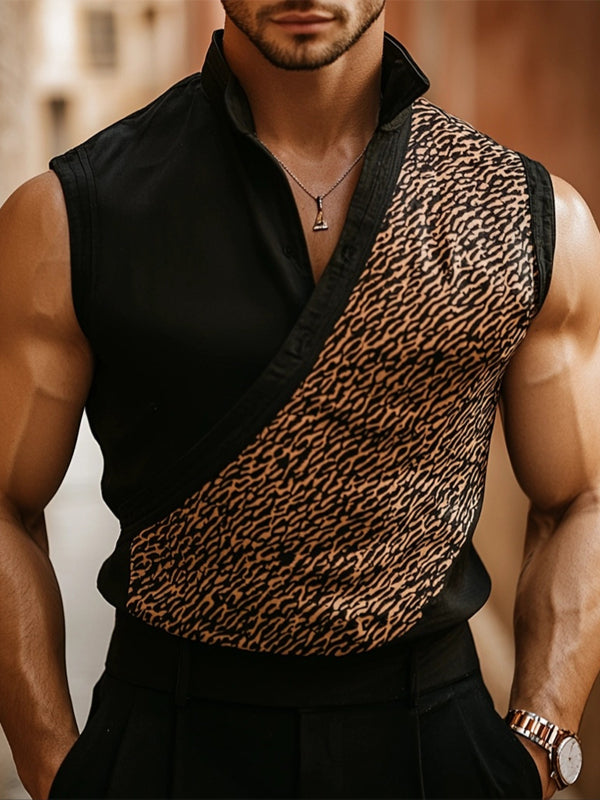 Mens Contrast Color Print Casual Tank SKUL16995