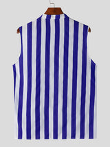 Mens Striped Crew Neck Casual Sleeveless Shirt SKUK55978