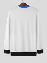 Mens Color Block Contrast Long-Sleeve T-Shirt SKUK79843