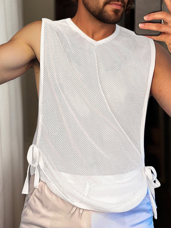 Mens Sheer Mesh Side Tie Tank SKUL15394