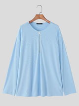 Men's Knit Texture Half Zip Long Sleeve T-Shirt SKUL36582