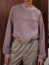 Men's Solid Color Crew Neck Long Sleeve Hoodie SKUL43697