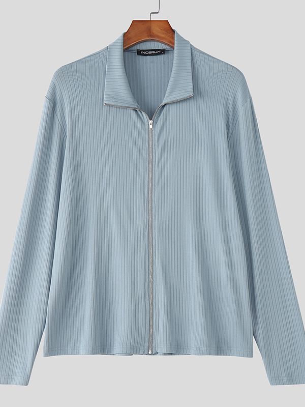 Men's Minimalist Solid Color Textured Long Sleeve Cardigan SKUL46341