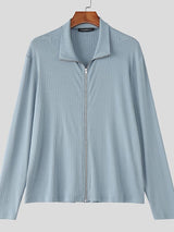 Men's Minimalist Solid Color Textured Long Sleeve Cardigan SKUL46341