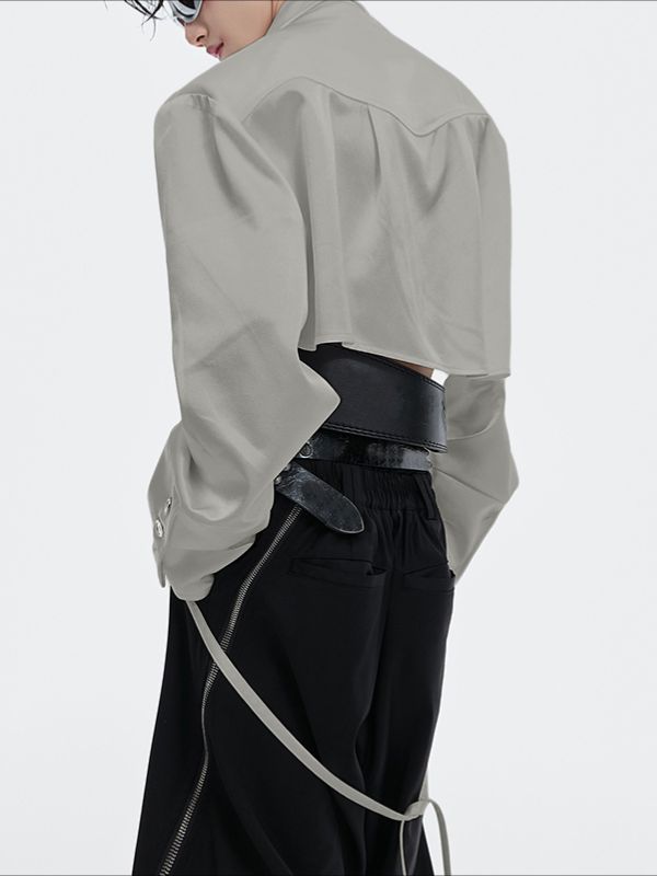 Men's Deconstructed Cropped Long Sleeve Shirt SKUL37872