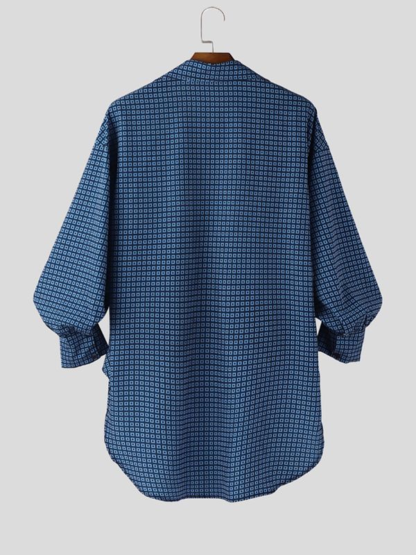 Men's Loose Fit Cropped Long Sleeve Shirt SKUL51987