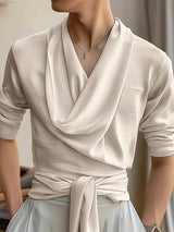 Mens French Elegance Draped Neck Shirt SKUK72396