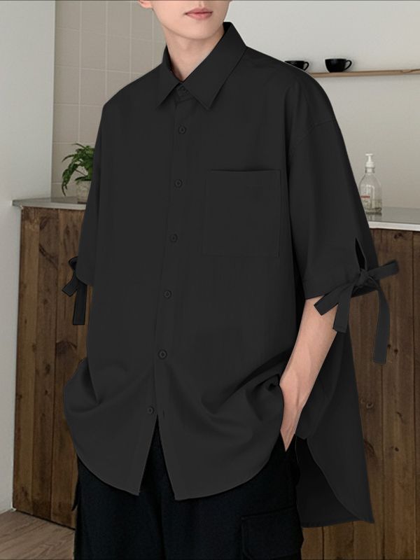 Men's Bow Tie Half Sleeve Shirt SKUL39894