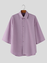 Men's Solid Color Loose Half Sleeve Shirt SKUL53149