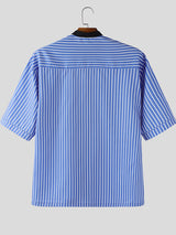 Men's Stripe Contrast Short Sleeve Shirt SKUL30492