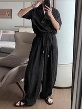 Men's Solid Color Lapel Casual Two Pieces Outfit SKUL30320