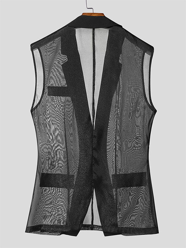 Men's Sheer Striped Casual Waistcoat SKUL19008
