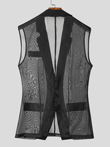 Men's Sheer Striped Casual Waistcoat SKUL19008
