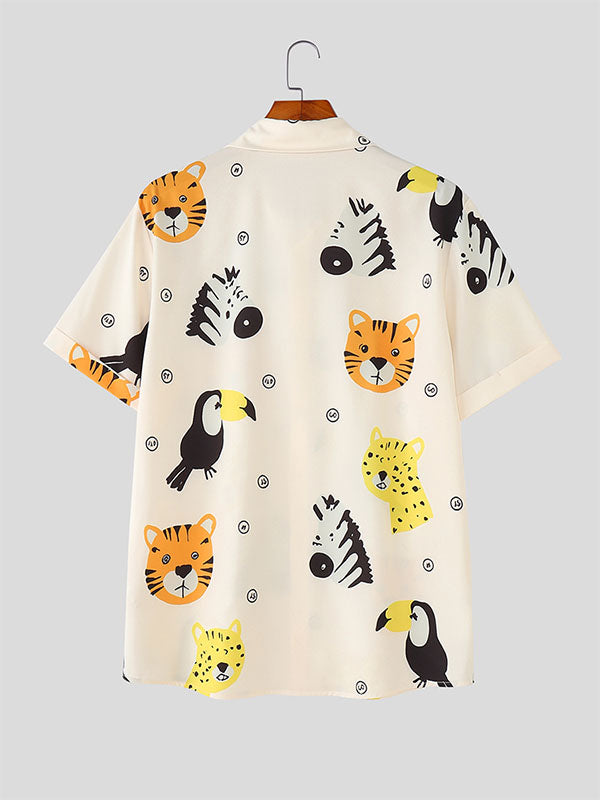 Mens Animal Print Short Sleeve Shirt SKUL16164