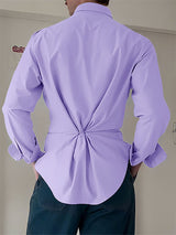Men's Bow Patchwork Colorblock Long Sleeve Shirt SKUL24200