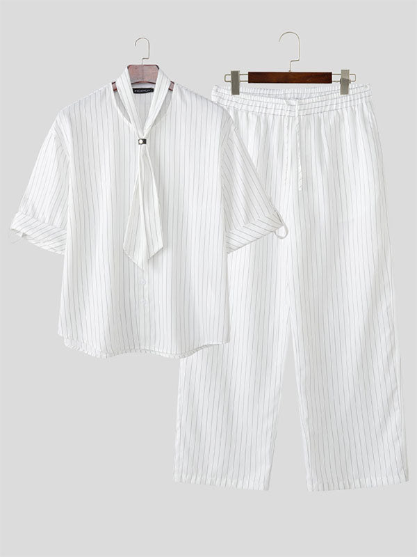 Mens Striped Casual Two Pieces Outfit SKUL20289
