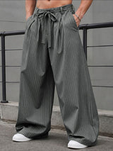 Men's High-Street Japanese Harajuku Pinstripe Wide-Leg Pant SKUL75700