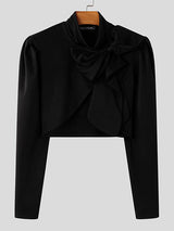 Mens 3D Bow Tie Cropped Long-Sleeve T-Shirt SKUK85372