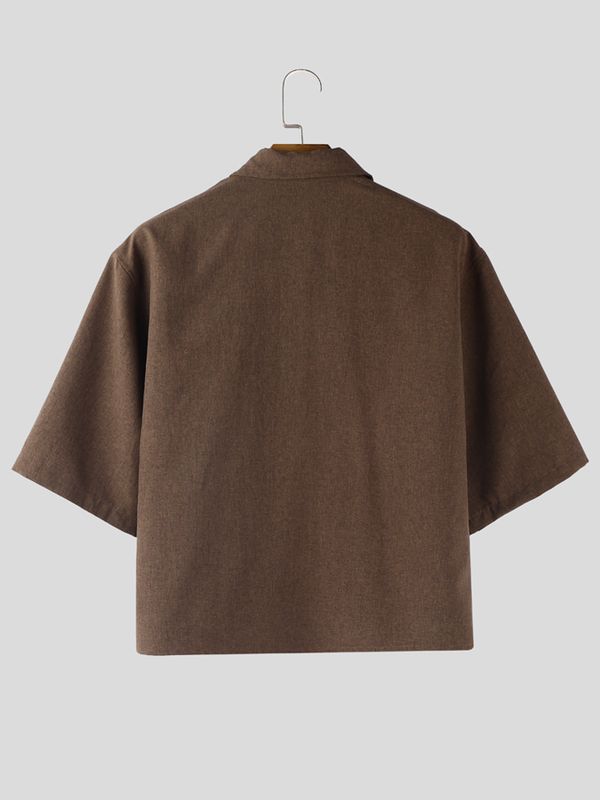 Men's Marled Button Short Sleeve Shirt SKUL55401