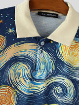 Mens Starry Oil Painting Print Short Sleeve Shirt SKUL16597