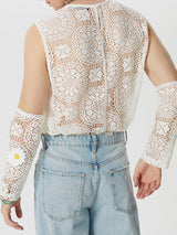 Mens Floral Print Lace Sheer Cropped Tank SKUK62905