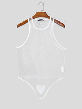 Men's Clubwear Sexy Sheer Plaid Mesh High Cut Tank SKUL66185