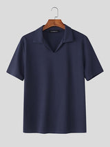 Men's Slim Fit Knitted Stretch Short Sleeve Shirt SKUL36440