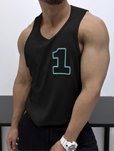 Mens Casual Numeric Embroidery Sports Tank SKUK76228