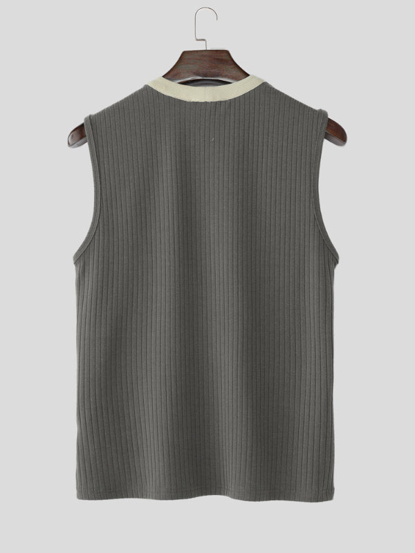Mens Solid Color Textured Casual Tank SKUL18013