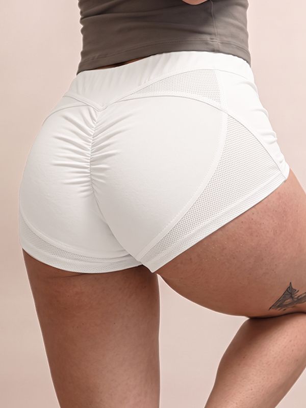 Men's Sexy Athletic Gym Ruched Butt Lift Mesh Panel Scrunch Booty Elastic Waist Mini Length Yoga Short SKUL70269