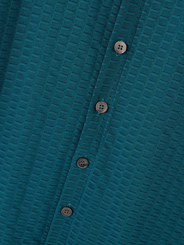 Mens Textured Stand Collar Short Sleeve Shirt SKUL02080