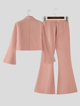 Men's Solid Color Flared Sleeve Two Pieces Outfit SKUL24595