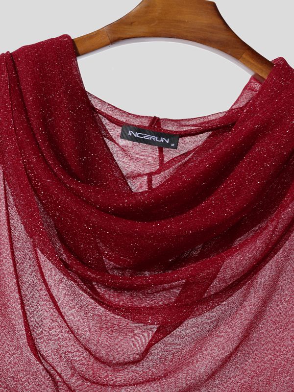 Men's Shimmer Sheer Cowl Neck Tank SKUL40328