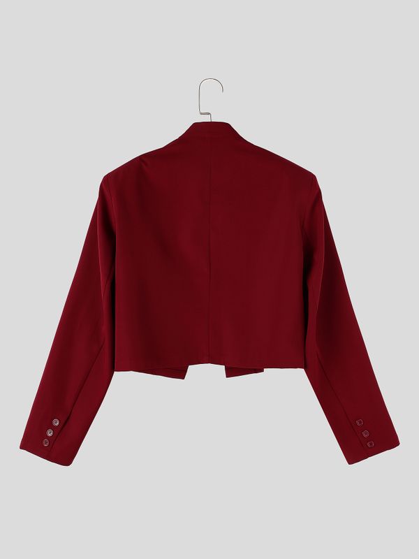 Men's Modern Gothic Red Carpet Stand Collar Floral Applique Long Sleeve Blazer SKUL85237