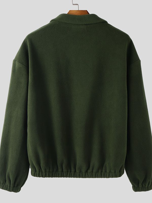 Men's Solid Color Fleece Long Sleeve Jacket SKUL39013