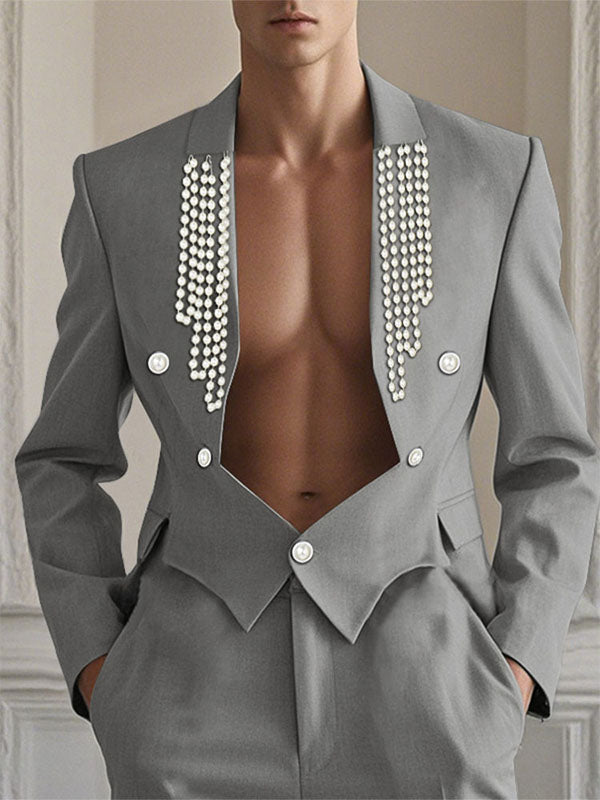 Mens Pearl Detail Long Sleeve Blazer SKUK94573