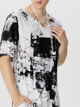 Mens Print Loose V-Neck T-Shirts SKU909068