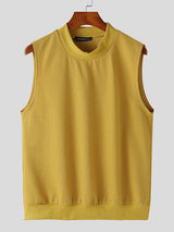 Mens Solid Crew Neck Knit Sleeveless Vest SKUK49437